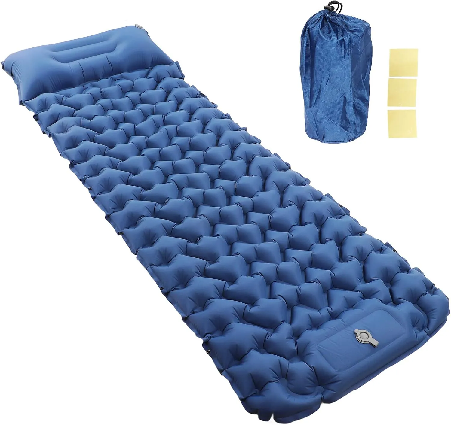 Camping Sleeping Pad Lightweight Navy Blue Inflatable Double Mattress with Storage Bag Outdoor Hiking