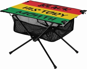 Camping Table Lightweight Portable Folding Table with Mesh Storage Net Black History Month Stripes Colorful Ideal for Camping Hiking Beach Picnic Travel Backyard