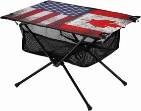 Camping Table Lightweight Portable Folding Table with Mesh Storage Net Friendship Canada American Flag Retro Ideal for Camping Hiking Beach Picnic Travel Backyard
