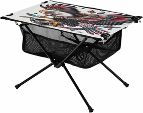 Camping Table Lightweight Portable Folding Table with Mesh Storage Net Skull Eagle Ideal for Camping Hiking Beach Picnic Travel Backyard