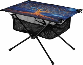 Camping Table Lightweight Portable Folding Table with Mesh Storage Net Starry Sky Galaxy Big Tree Ideal for Camping Hiking Beach Picnic Travel Backyard