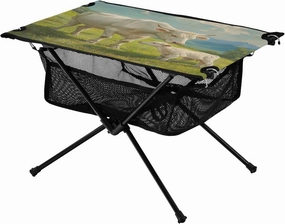 Camping Table Lightweight Portable Folding Table with Mesh Storage Net White Cow Cattle Ideal for Camping Hiking Beach Picnic Travel Backyard