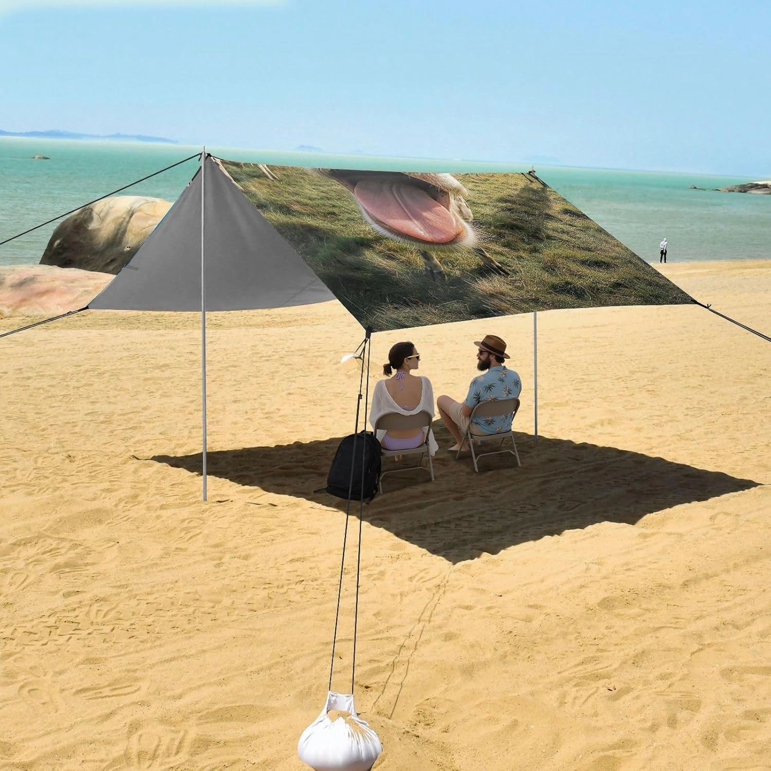 Canopy Tent Beach Outdoor Patio Sun Shade 9.2 × 10.5 FT Print Portable Camping Shelter Cute Happy Cows Canopies with Poles Sand Anchor
