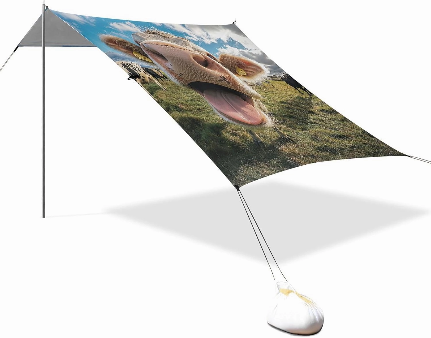 Canopy Tent Beach Outdoor Patio Sun Shade 9.2 × 10.5 FT Print Portable Camping Shelter Cute Happy Cows Canopies with Poles Sand Anchor