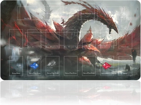 Card Rubber Mat Duel Mat Gaming Competition Pad Binder Deck 27.5x15.7in (Red Rose Dragon)