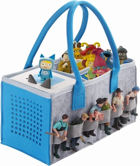 Carrying Bag Case for Toniebox Starter Set and Tonies Figurines, Home Outdoor Hand Storage Travel Felt Bag for Toniebox Accessories Protective Cover Organiser (Gray Navy Blue)