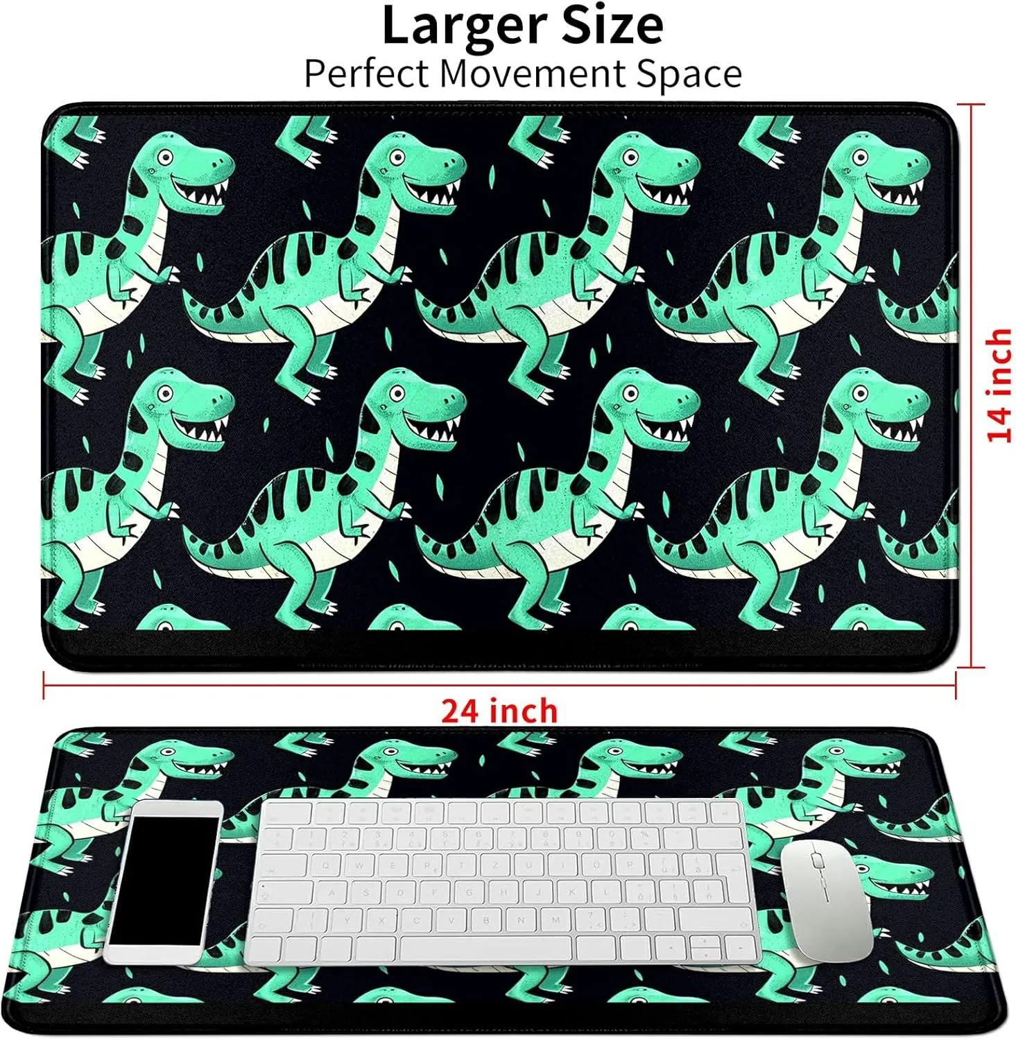Cartoonstyle Dinosaur Card Mat for MTG & TCG Playmat Mouse Pad,23.6" x 13.8" Game Mat Trading Card Game Playmats Table Mat Perfect for Card Games Video Games Computer Office