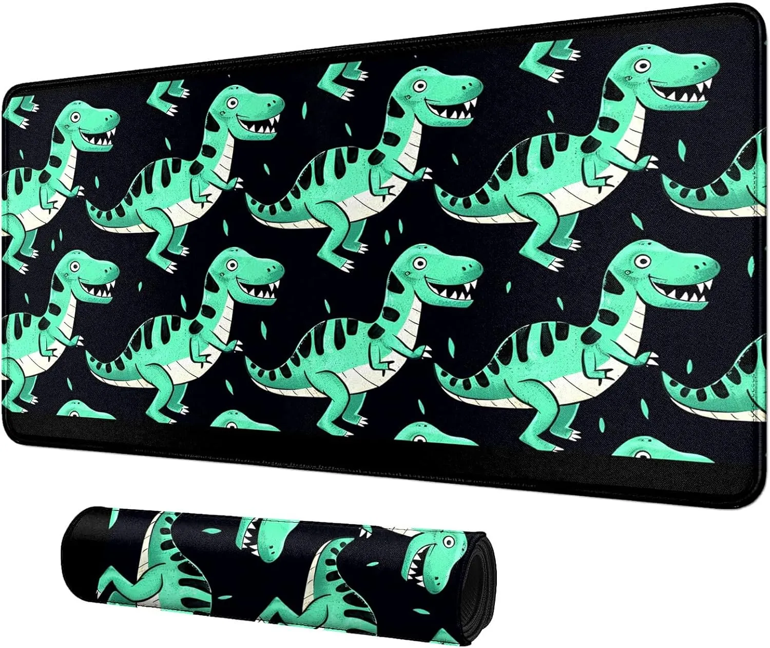 Cartoonstyle Dinosaur Card Mat for MTG & TCG Playmat Mouse Pad,23.6" x 13.8" Game Mat Trading Card Game Playmats Table Mat Perfect for Card Games Video Games Computer Office