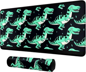Cartoonstyle Dinosaur Card Mat for MTG & TCG Playmat Mouse Pad,23.6" x 13.8" Game Mat Trading Card Game Playmats Table Mat Perfect for Card Games Video Games Computer Office
