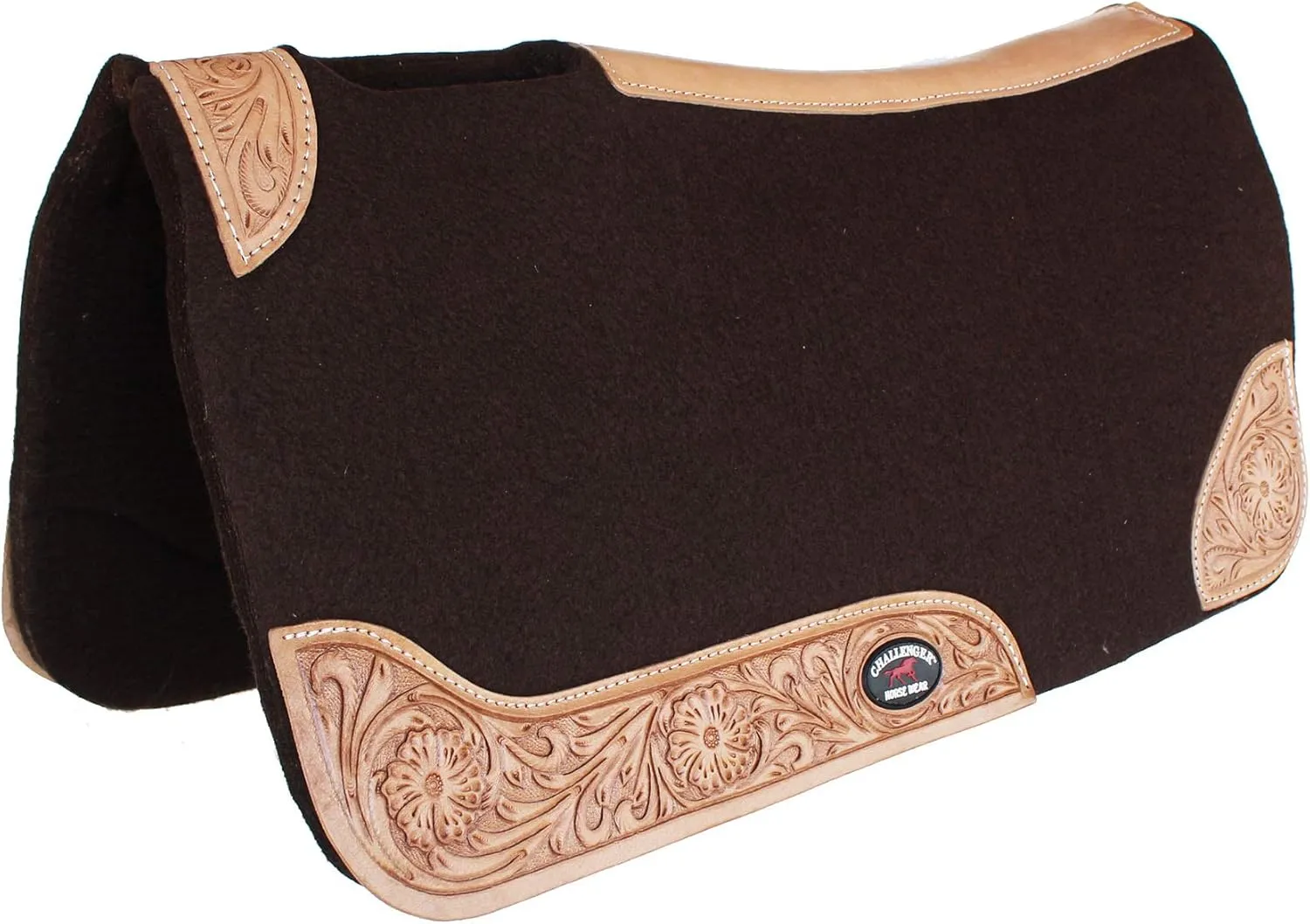 CHALLENGER Horse Saddle PAD Western Contoured Wool Felt Moisture Wicking Brown 39RT03