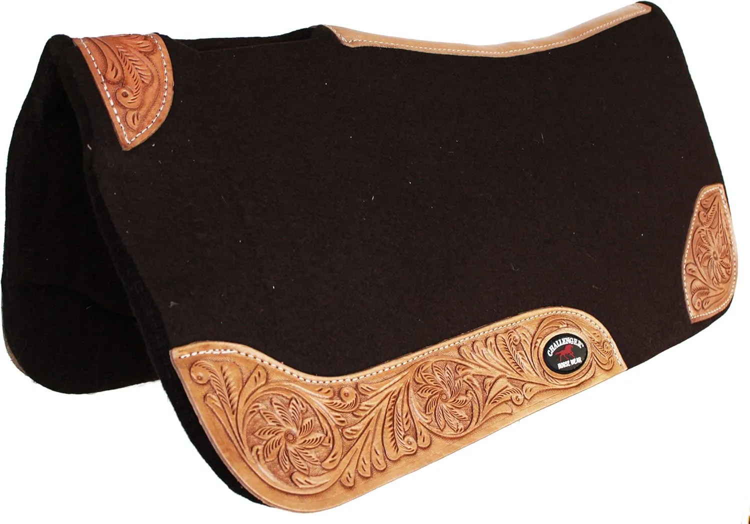 CHALLENGER Horse Saddle PAD Western Contoured Wool Felt Moisture Wicking Brown 39RT03