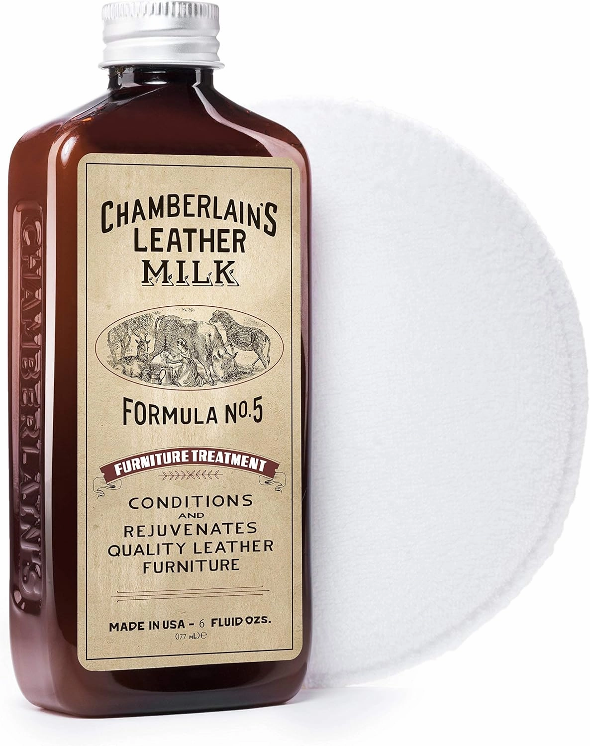 Chamberlain’s Leather Milk Furniture Treatment - All-Natural Leather Cleaner, Leather Conditioner for Couches and Living Room Furniture No 5, 6 Oz