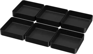 CHANCETSUI Black Stackable Vanity Organizer Trays: Thick Makeup Holder for Countertop, Shallow Drawers