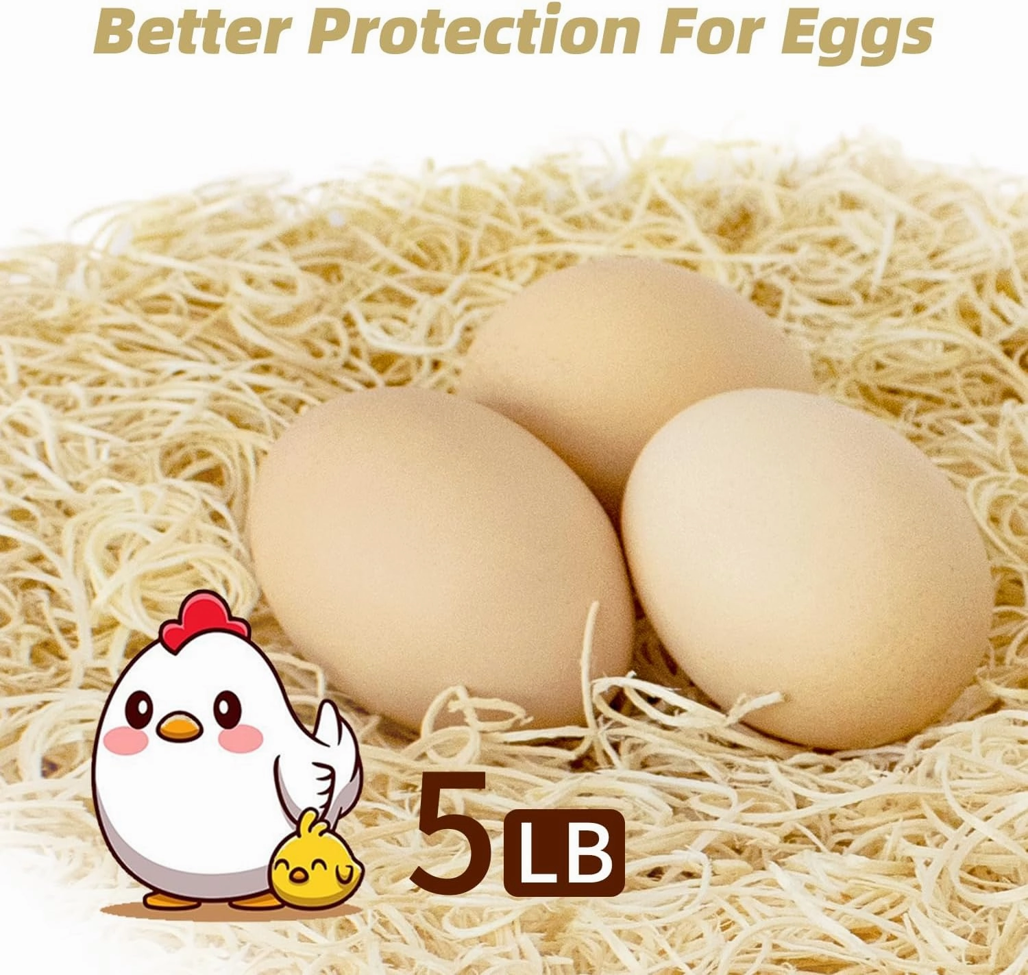 Chicken Nesting Pads Material, 5 LB Aspen Excelsior Natural, Chicken Coop Accessories, Hen Nest Bedding Box Liners for Laying Eggs, Bird Nests for Cage, Poultry Nesting