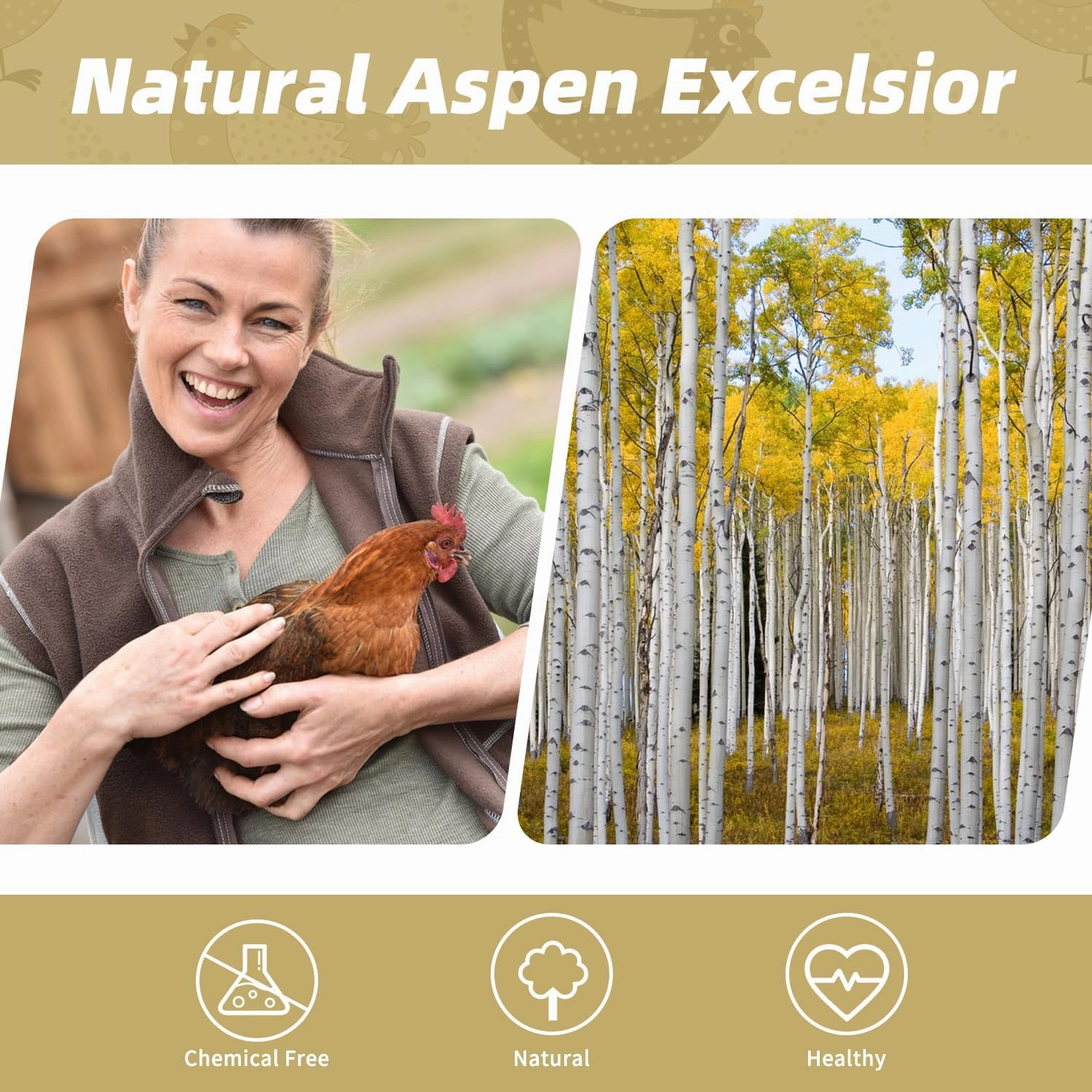 Chicken Nesting Pads Material, 5 LB Aspen Excelsior Natural, Chicken Coop Accessories, Hen Nest Bedding Box Liners for Laying Eggs, Bird Nests for Cage, Poultry Nesting