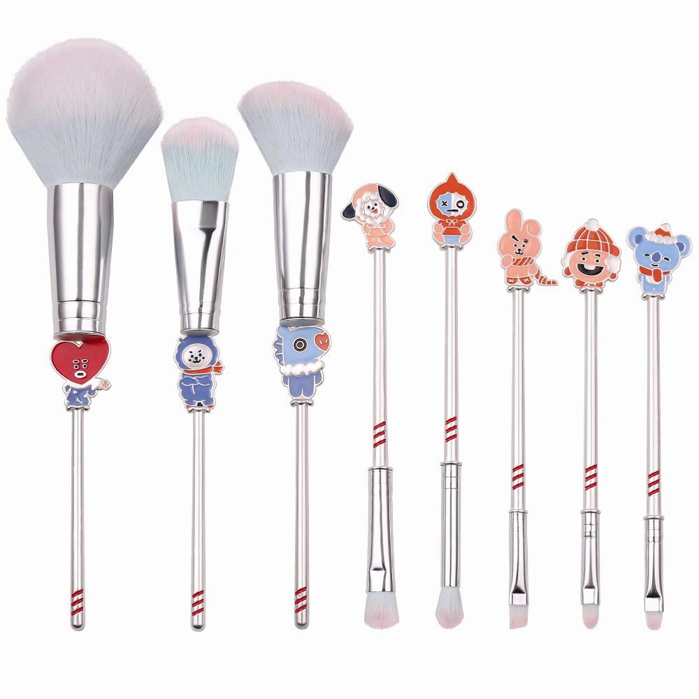 Christmas Makeup Brush Set 8pcs Premium Synthetic Santa Cartoon Makeup Brushes Professional Brushes Set Make up Brush Kit Foundation Powder Blush Eyeshadow Eyebrow Contour concealer Merry Christmas Makeup Brushes Set 15-1