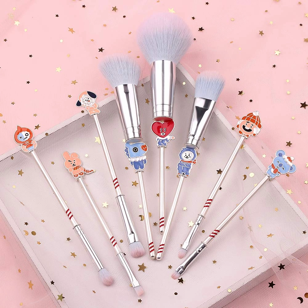 Christmas Makeup Brush Set 8pcs Premium Synthetic Santa Cartoon Makeup Brushes Professional Brushes Set Make up Brush Kit Foundation Powder Blush Eyeshadow Eyebrow Contour concealer Merry Christmas Makeup Brushes Set 15-1