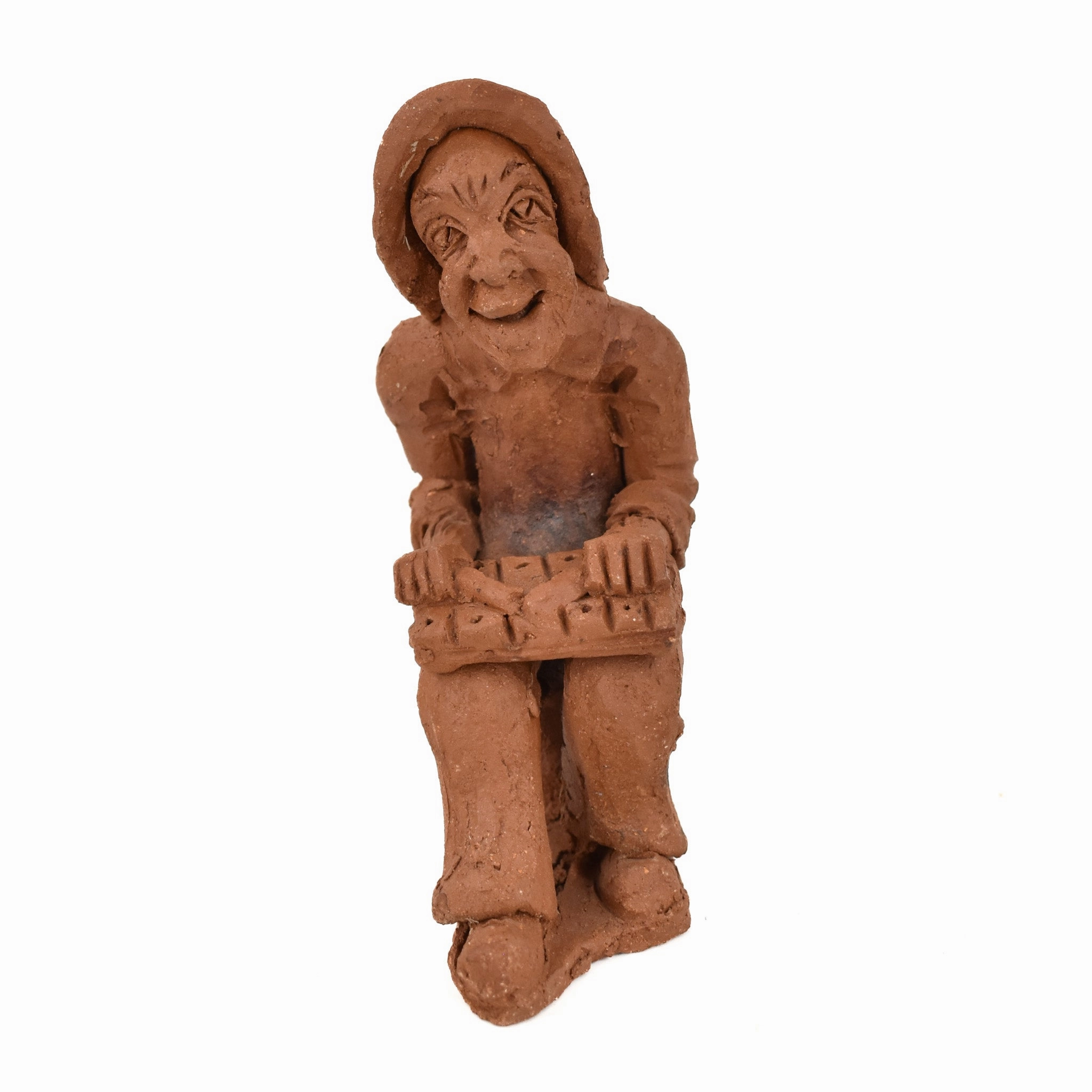 Clay Figure Man Playing Musical Instrument Malawi