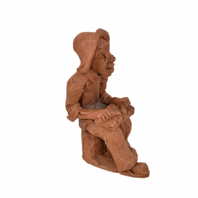 Clay Figure Man Playing Musical Instrument Malawi