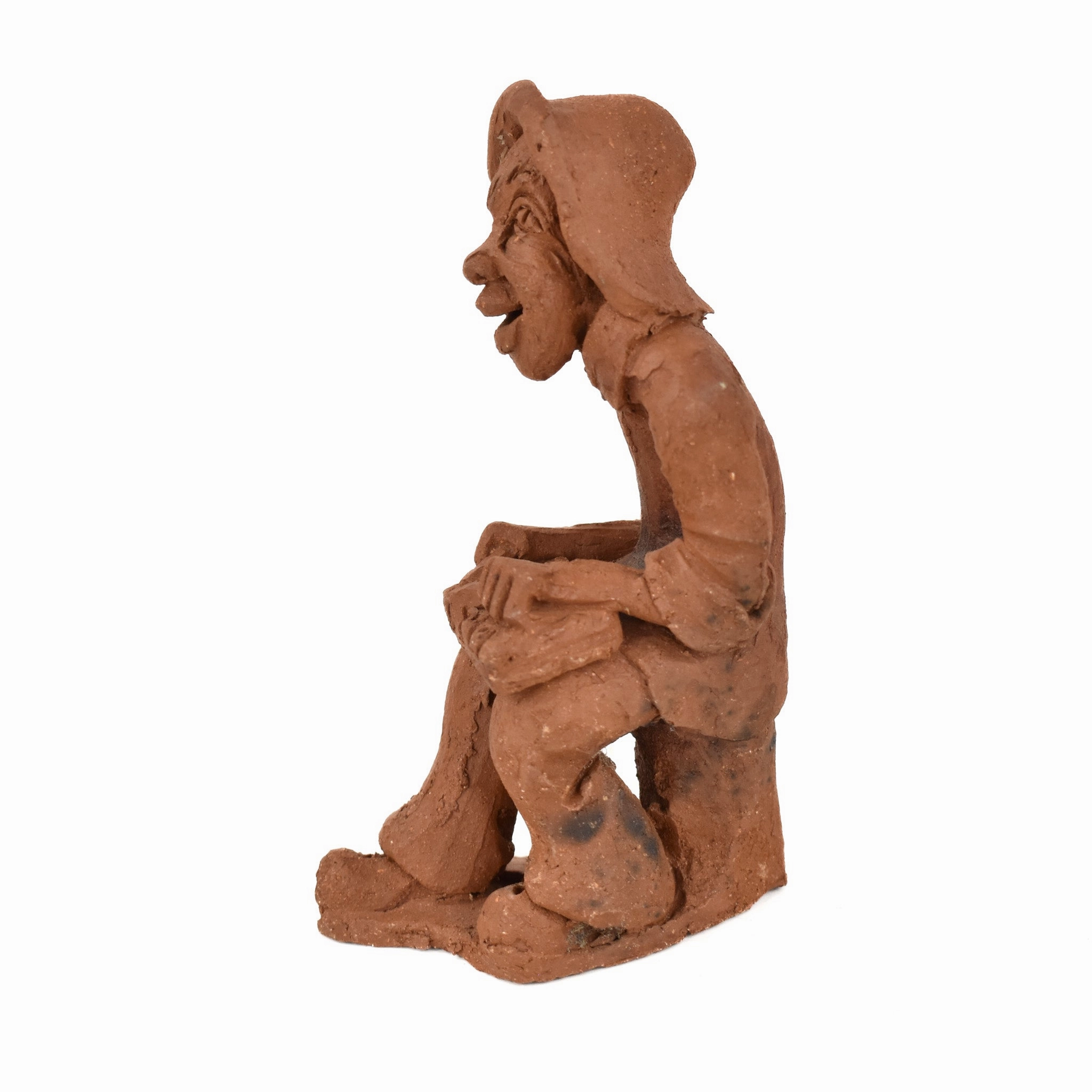 Clay Figure Man Playing Musical Instrument Malawi