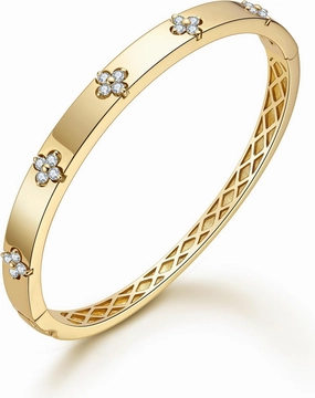 Clover Emerald/Moissanite Bracelets for Women Gifts | Premium Emerald and Moissanite (D Clolor VVS1 Clarity 3EX Cut) | S925 Sterling Silver Plated 18K Gold Stackable Non Tarnish
