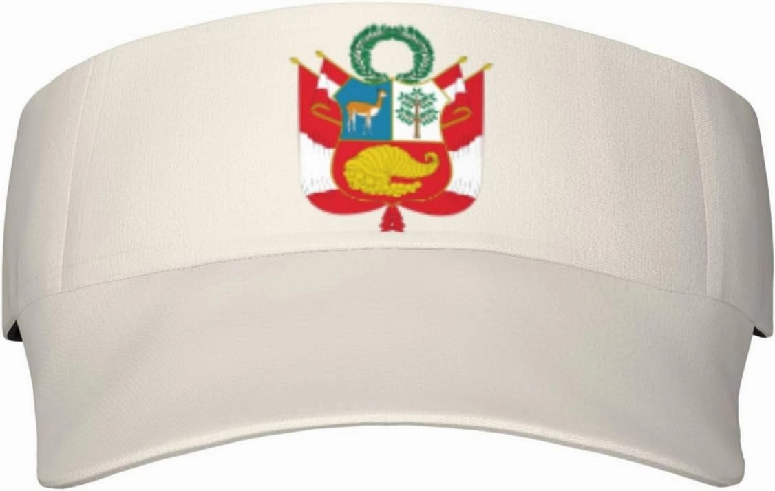 Coat of Arms of Peruvian Adult Sun Visor Cap - UV Protection, Breathable, Adjustable, Sports & Outdoor Hat Black