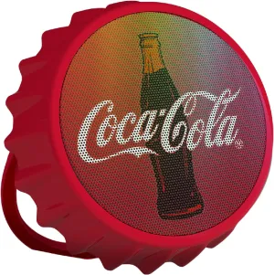 Coca-Cola Bottle Cap Shaped Bluetooth Speaker with Kickstand, Color Changing Light, FM Radio, 6H Playtime, Micro SD Card, Aux Port for Home/Outdoors/Beach/Bar | Portable Bluetooth Speakers