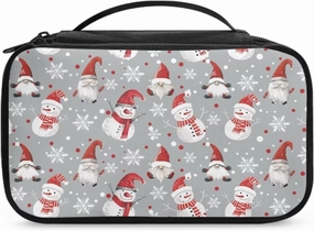 COEQINE Christmas Makeup Bag For Women Organizer Travel Cosmetic Pouch With Cute Gnome Snowman Pattern Travel Makeup Bag Cosmetic Train Case With Mesh Pocket For Makeup Accessories,Gray