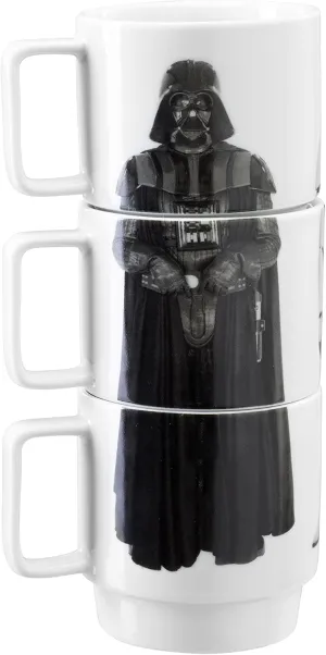 Collectible Star Wars Stacking Mugs Set - 11-Ounce Ceramic Mugs for Hot Coffee, Tea, Cocoa - Features Darth Vader, Imperial Guard, and Stormtrooper - Licensed Disney Merchandise