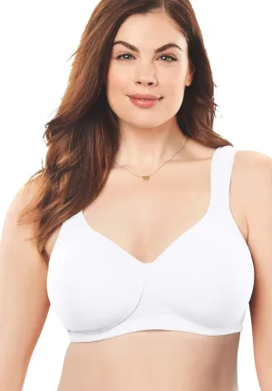 Comfort Choice Women's Plus Size Cotton Wireless Lightly Padded T-Shirt Bra