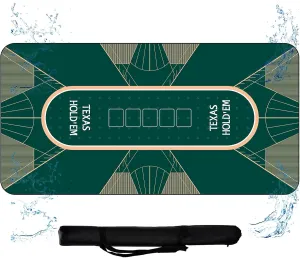 CONTINUE Upgraded Waterproof Poker Mat 8 Players Texas Hold'em Poker Mat Professional Poker Mat Anti-Slip Rubber Poker Table Top Layout with Carrying Bag for Poker Games, Blackjack, Casino（70 x 35 ）