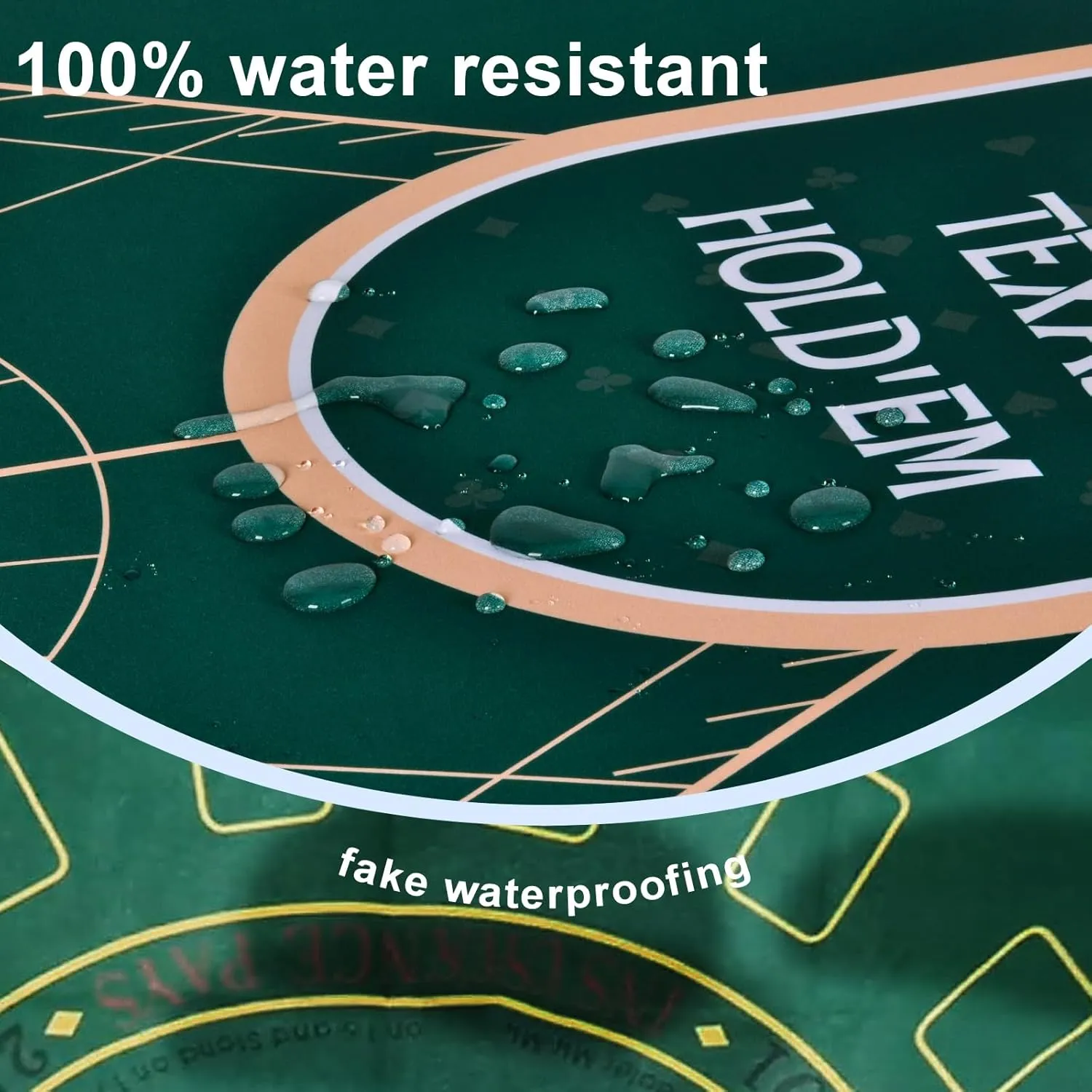 CONTINUE Upgraded Waterproof Poker Mat 8 Players Texas Hold'em Poker Mat Professional Poker Mat Anti-Slip Rubber Poker Table Top Layout with Carrying Bag for Poker Games, Blackjack, Casino（70 x 35 ）