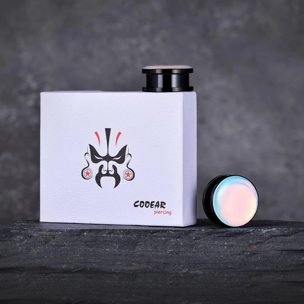 COOEAR 2 Pairs Stainless Steel Black Ear Gauges Retro-reflective Sheeting Tunnels and Plugs.