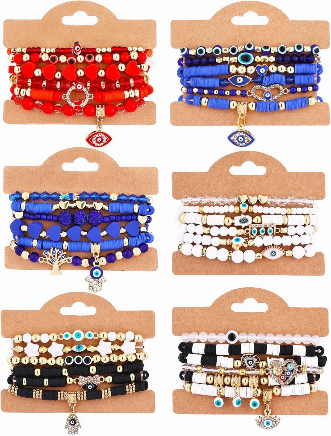 Cooluckday 36 Pcs Holiday Bracelets for Women Teen Girls Gifts Easter Mother's Day Christmas St. Patrick's Day Mardi Gras Bracelets Stackable Stretch Friendship Bracelets Set