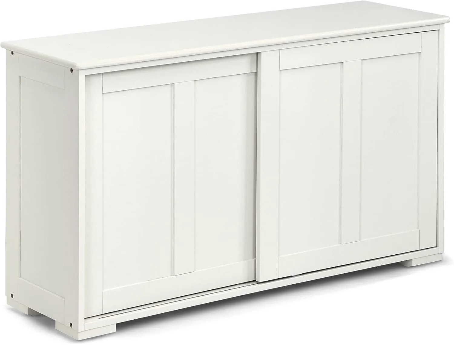 Costzon Sideboard Buffet Cabinet, Wooden Kitchen Storage Cabinet with Adjustable Shelf, Sliding Barn Door, Accent Coffee Bar Cabinet Console Table for Living Room, Dining Room, Hallway (White)