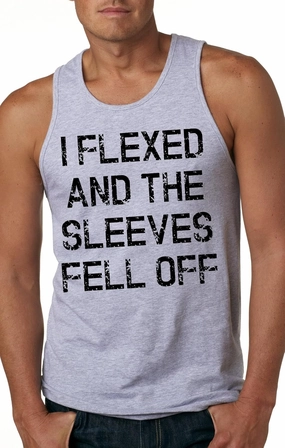 Crazy Dog Mens I Flexed and The Sleeves Fell Off Tank Top Funny Gym Workout Tee