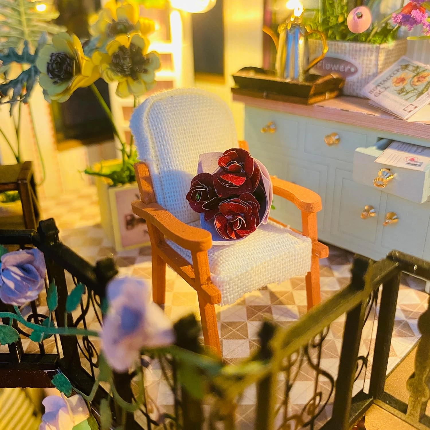 CRIOLPO DIY Miniature Doll House Kit, Tiny House Kit with Furniture, Tiny 3D Wooden Doll House Craft Model, Tiny House Making Kit, Inventive Craft Kits, for Craft Enthusiasts - Darcy Flower Room