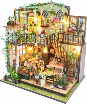 CRIOLPO DIY Miniature Doll House Kit, Tiny House Kit with Furniture, Tiny 3D Wooden Doll House Craft Model, Tiny House Making Kit, Inventive Craft Kits, for Craft Enthusiasts - Darcy Flower Room