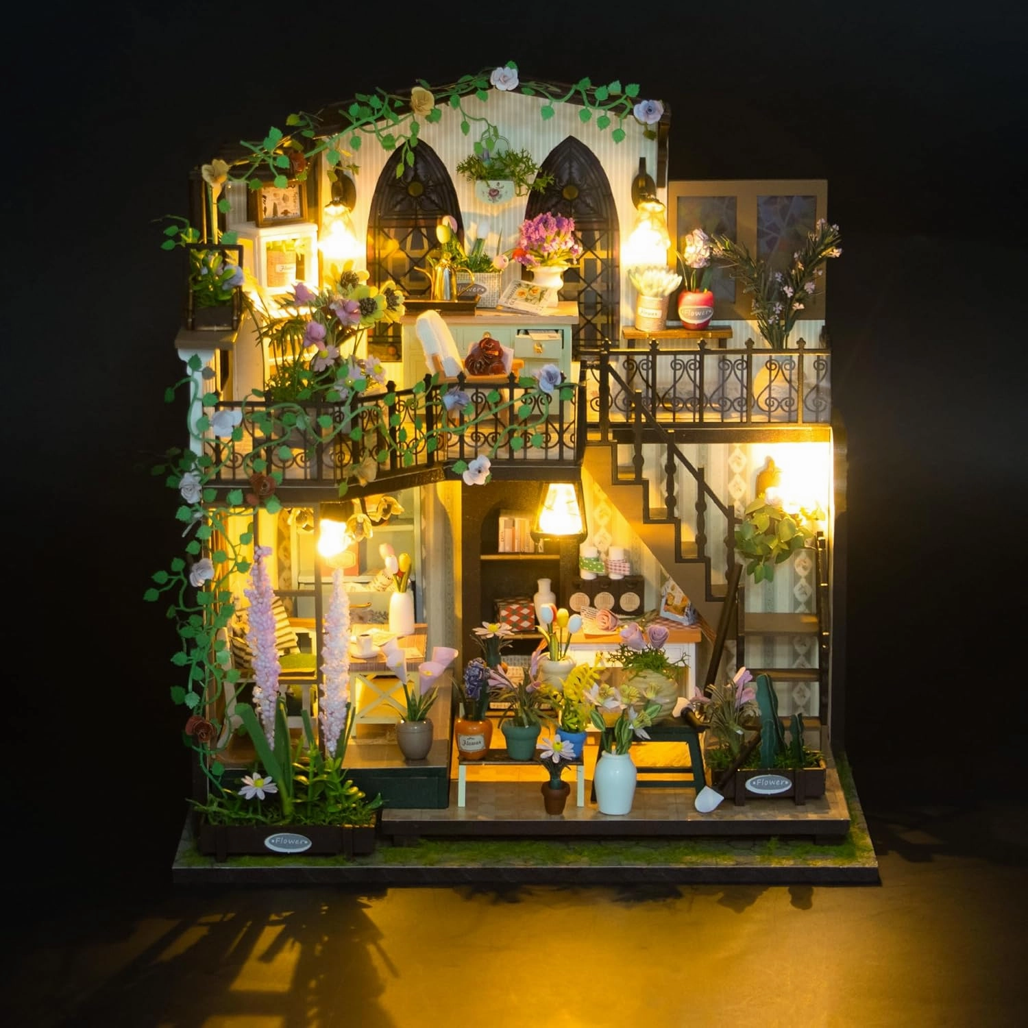 CRIOLPO DIY Miniature Doll House Kit, Tiny House Kit with Furniture, Tiny 3D Wooden Doll House Craft Model, Tiny House Making Kit, Inventive Craft Kits, for Craft Enthusiasts - Darcy Flower Room