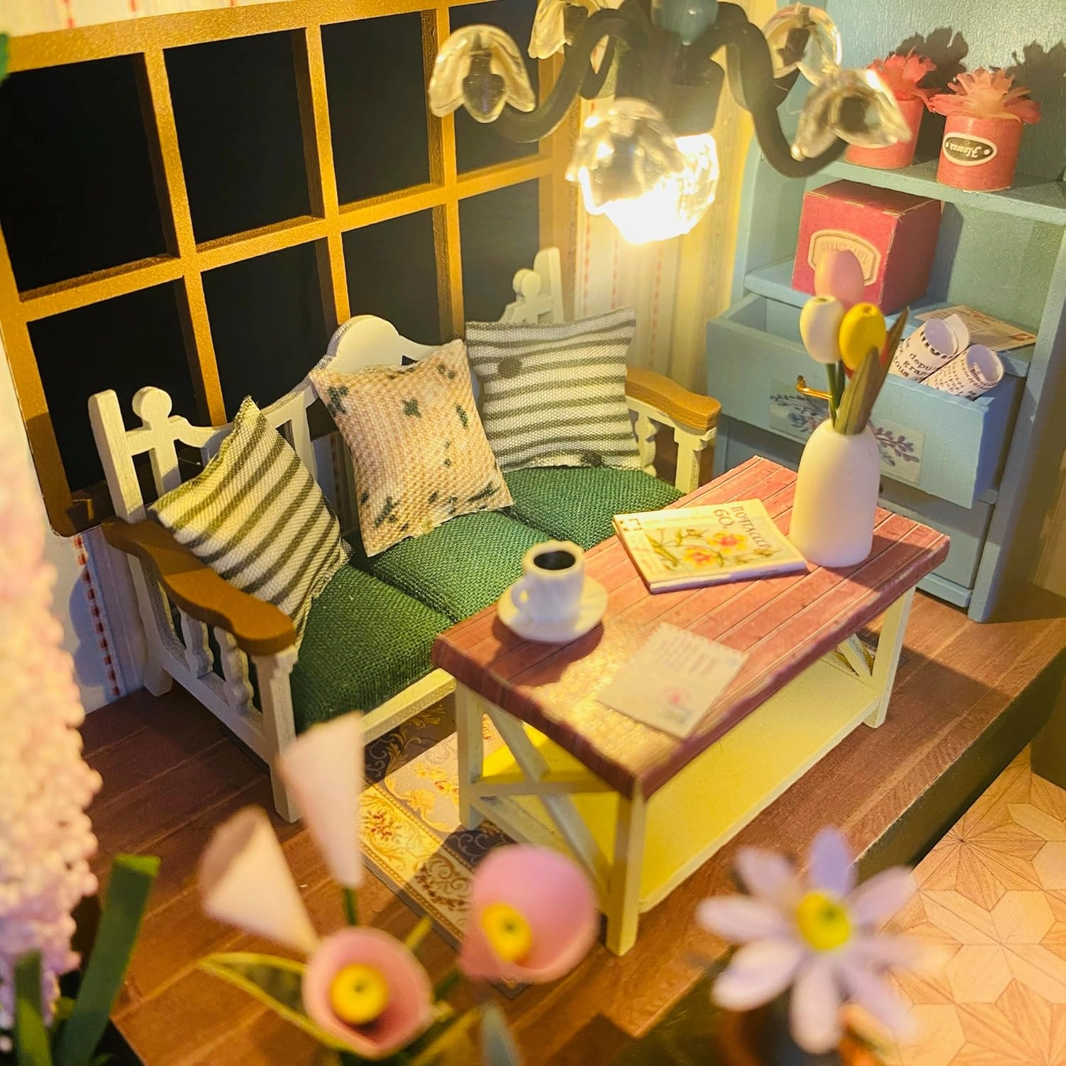 CRIOLPO DIY Miniature Doll House Kit, Tiny House Kit with Furniture, Tiny 3D Wooden Doll House Craft Model, Tiny House Making Kit, Inventive Craft Kits, for Craft Enthusiasts - Darcy Flower Room