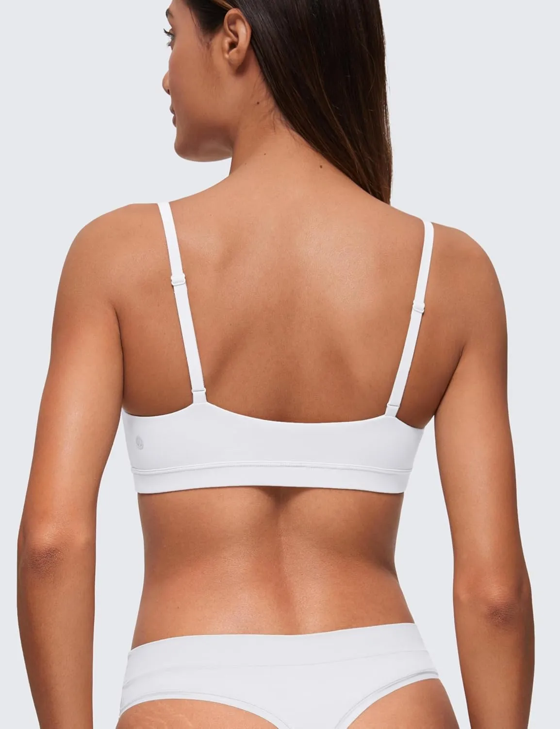 CRZ YOGA Softhold Women's Double Lined Bralettes - Scoop Neck Adjustable Straps Unlined Cami Wireless T-Shirt Everyday Bra