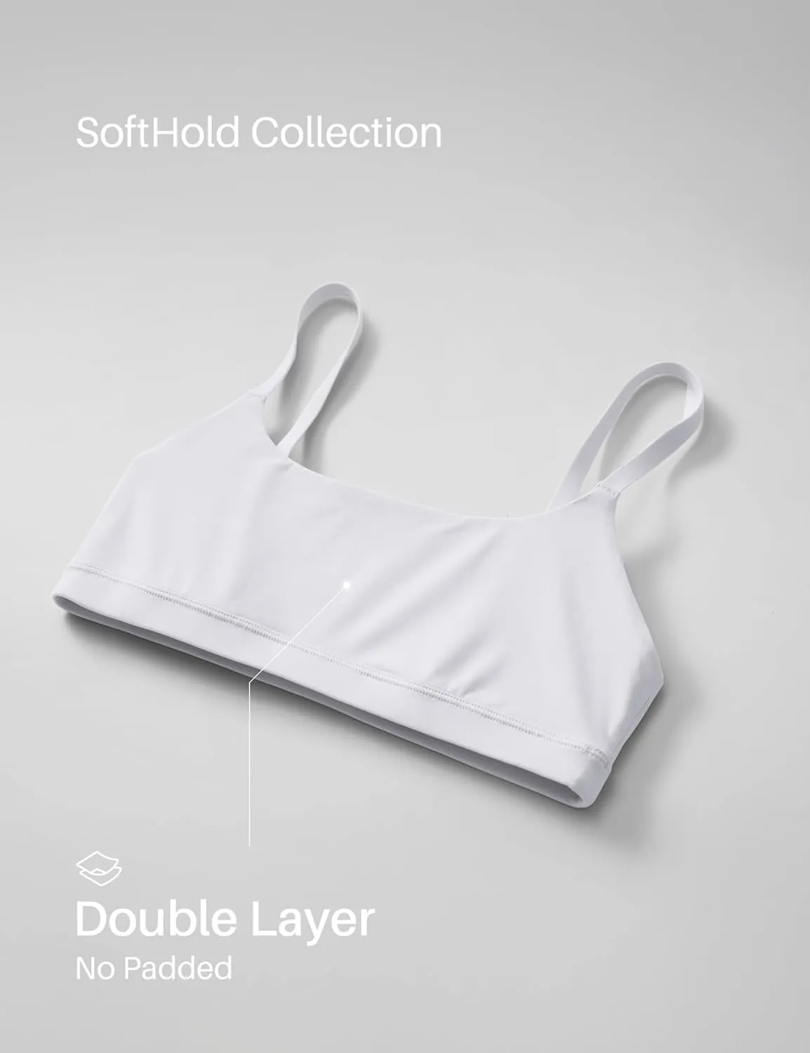 CRZ YOGA Softhold Women's Double Lined Bralettes - Scoop Neck Adjustable Straps Unlined Cami Wireless T-Shirt Everyday Bra