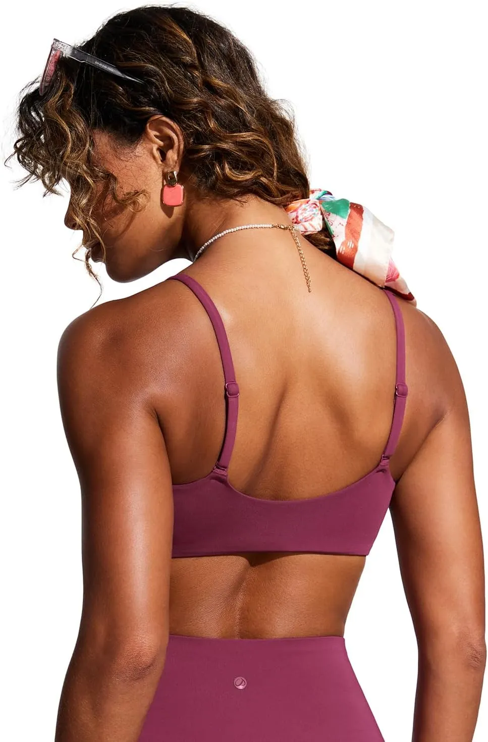 CRZ YOGA Womens Scoop Neck Bikini Tops D-DD Adjustable Spaghetti Straps Bathing Suit Padded Swimsuit Sports Bra