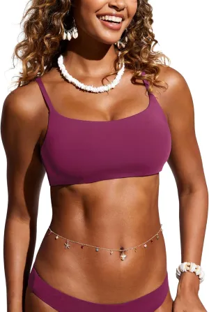 CRZ YOGA Womens Scoop Neck Bikini Tops D-DD Adjustable Spaghetti Straps Bathing Suit Padded Swimsuit Sports Bra