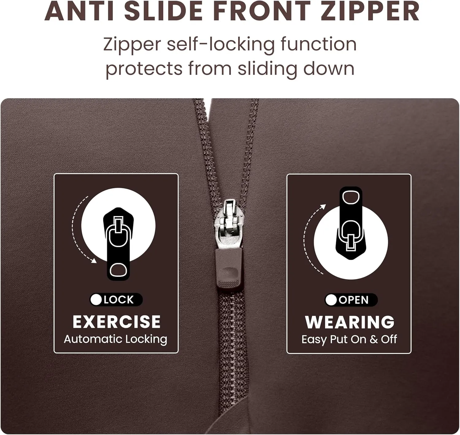 CRZ YOGA Womens Zip Front High Impact Sports Bra - Molded Cup Adjustable Convertible Straps Wireless Workout Yoga Crop Top