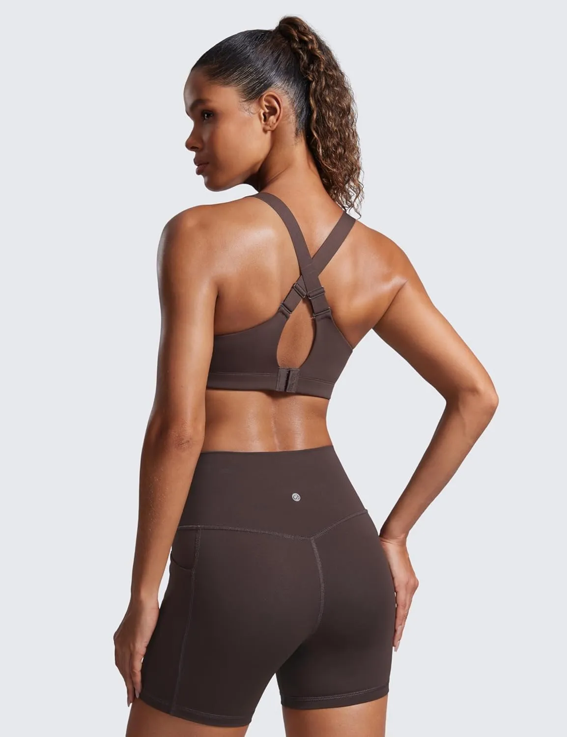 CRZ YOGA Womens Zip Front High Impact Sports Bra - Molded Cup Adjustable Convertible Straps Wireless Workout Yoga Crop Top