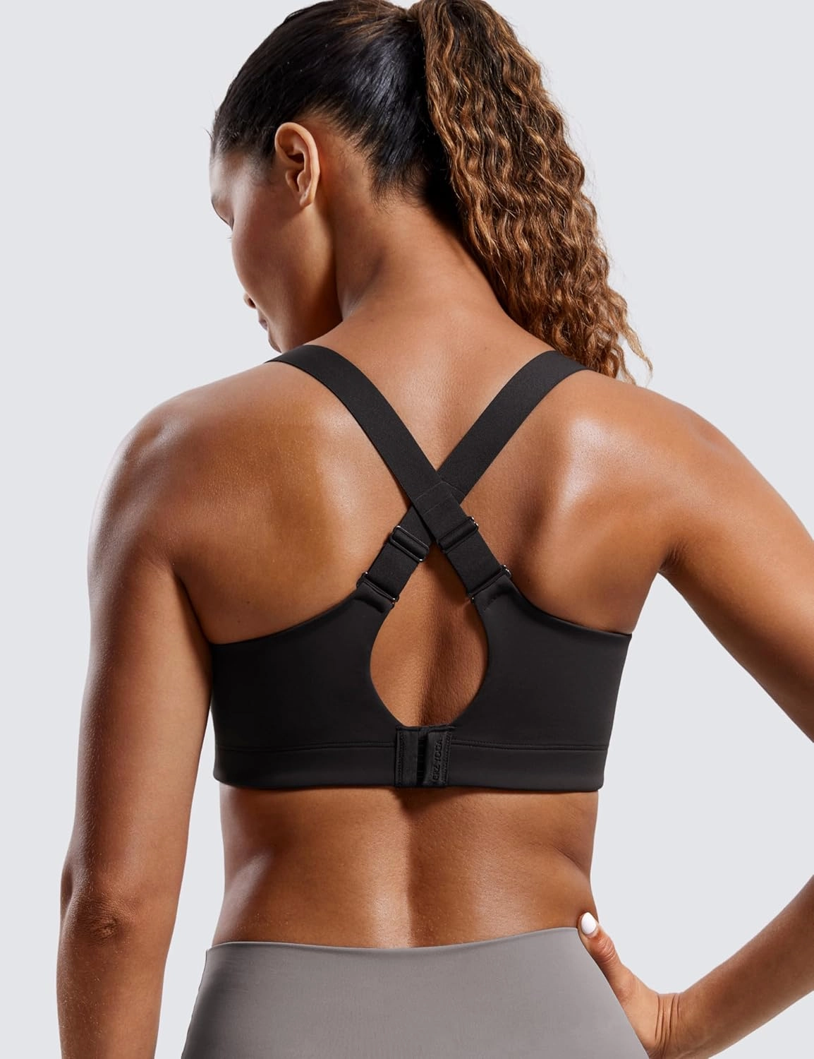CRZ YOGA Womens Zip Front High Impact Sports Bra - Molded Cup Adjustable Convertible Straps Wireless Workout Yoga Crop Top