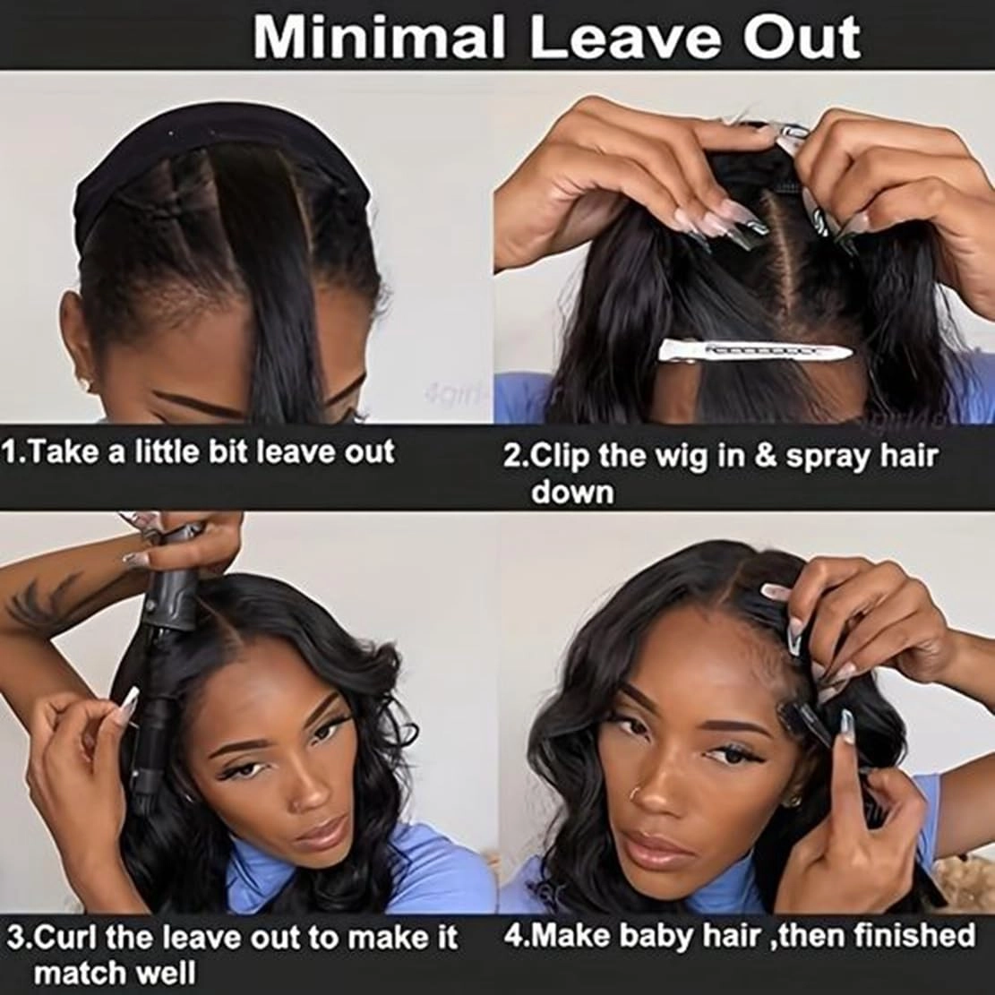 Curly V Part Wigs For Black Women Water Wave Blend Human Hair Synthetic U Part Wig Glueless Full Head Clip In Half Wig V Shape Wigs No Leave Out No Sew In 200% Density (#2, 18 Inch)