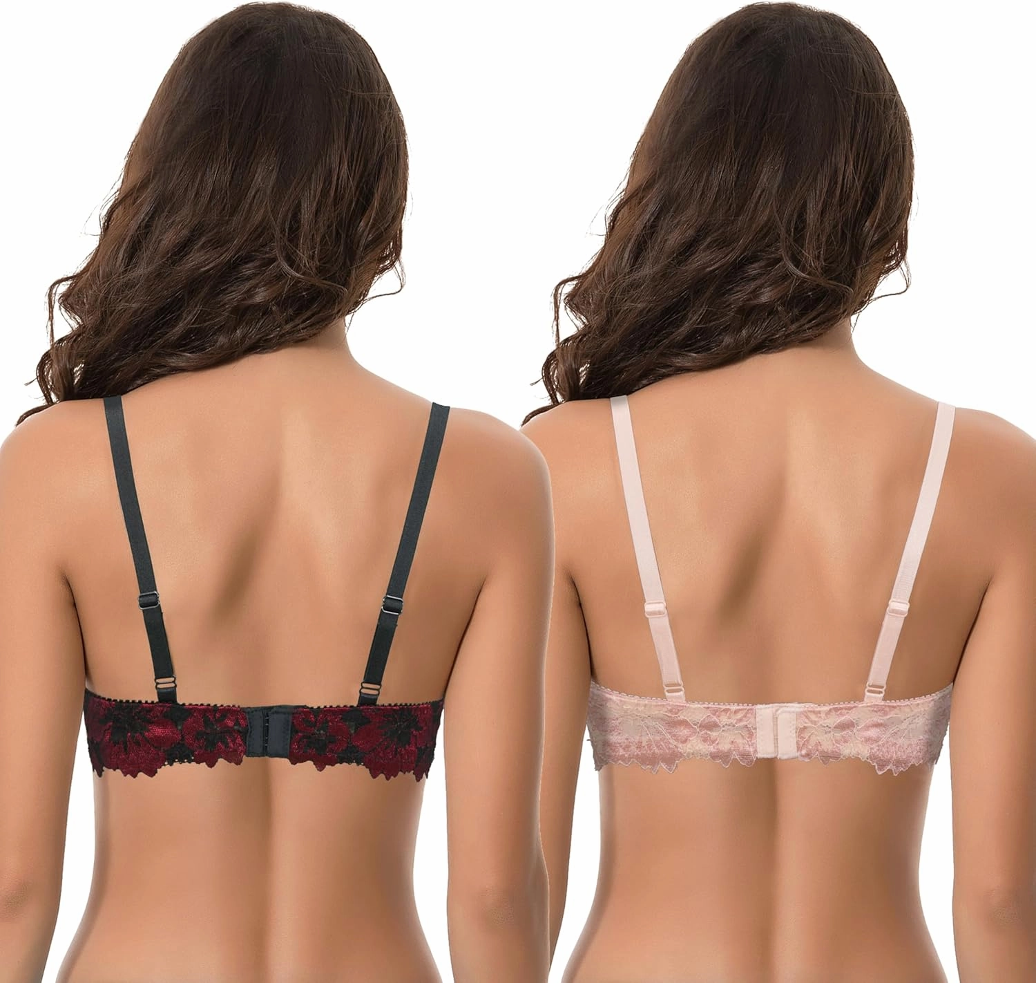 Curve Muse Women's Plus Size Push Up Add 1 Cup Underwire Perfect Shape Lace Bras