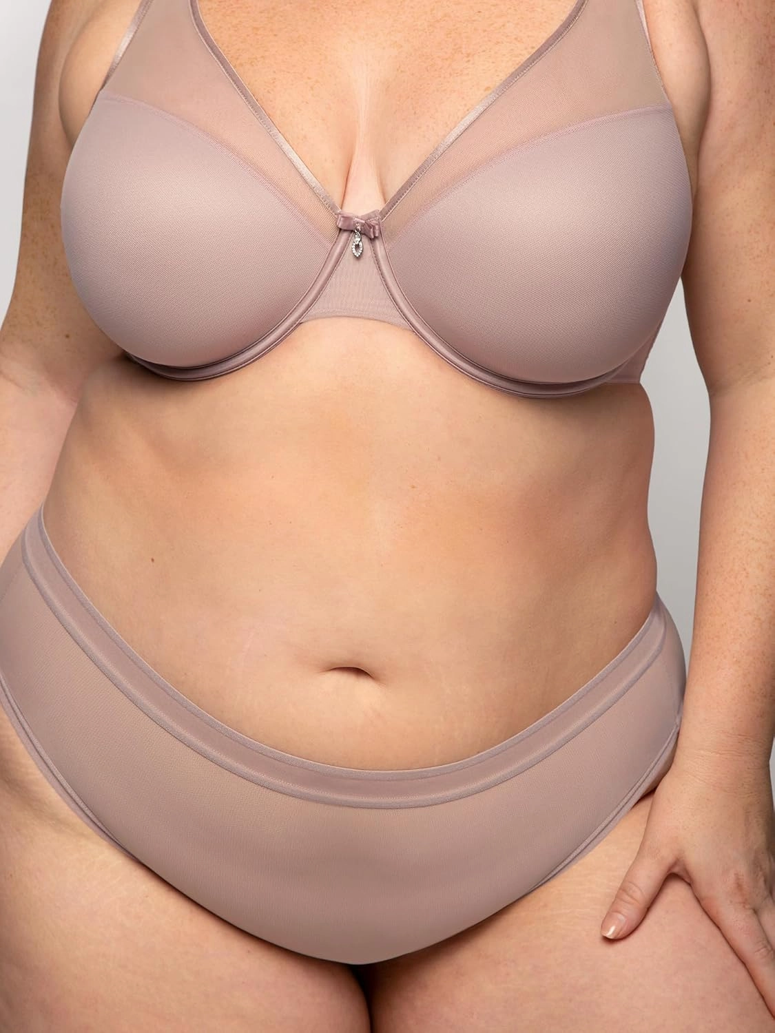 Curvy Couture Women's Plus Size Sheer Mesh T-Shirt Bra – Deep Plunge & Full Coverage Fit